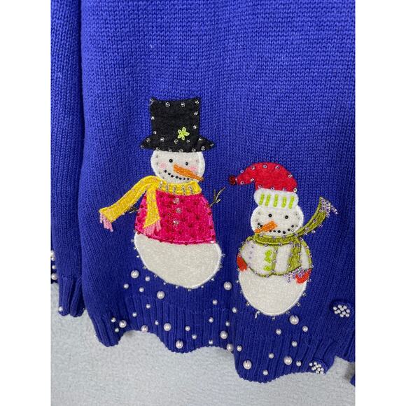 Vintage Storybook Womens Knit Snowman Cardigan Sweater Size M *Flaw - Picture 15 of 16